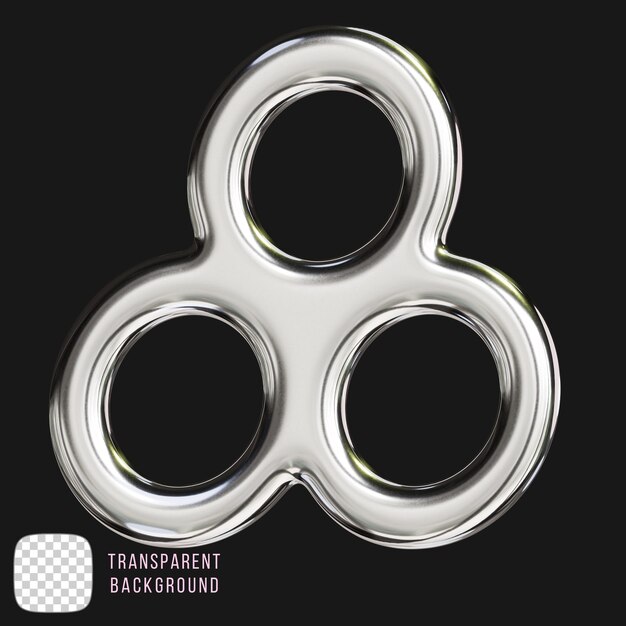Renderización 3D de la forma de PSD chrome y2k en un fondo transparente