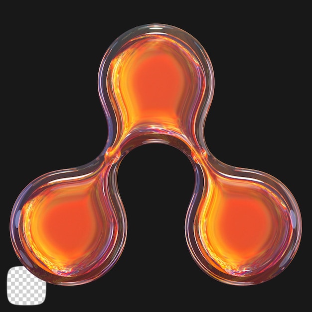 Renderización 3D de la forma en vidrio de dispersión sobre un fondo transparente