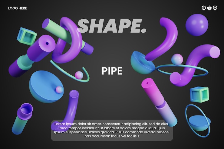 PSD renderización 3d de formas abstractas con color y diseño editables