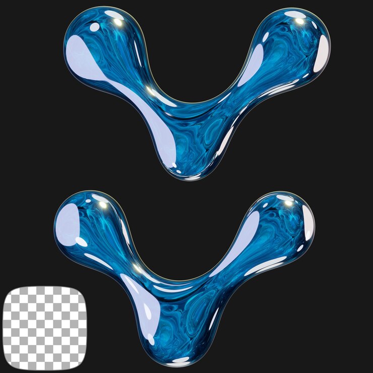 PSD renderización 3d de formas abstractas de y2k en un fondo transparente