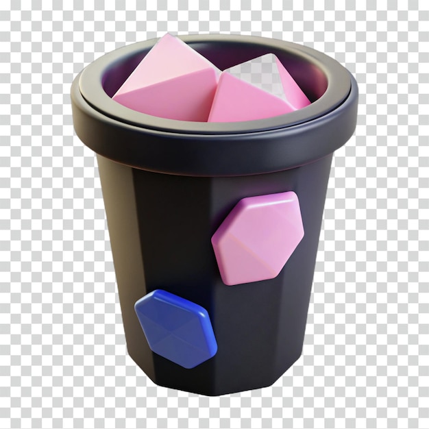 Renderización 3D de formas geométricas en un contenedor