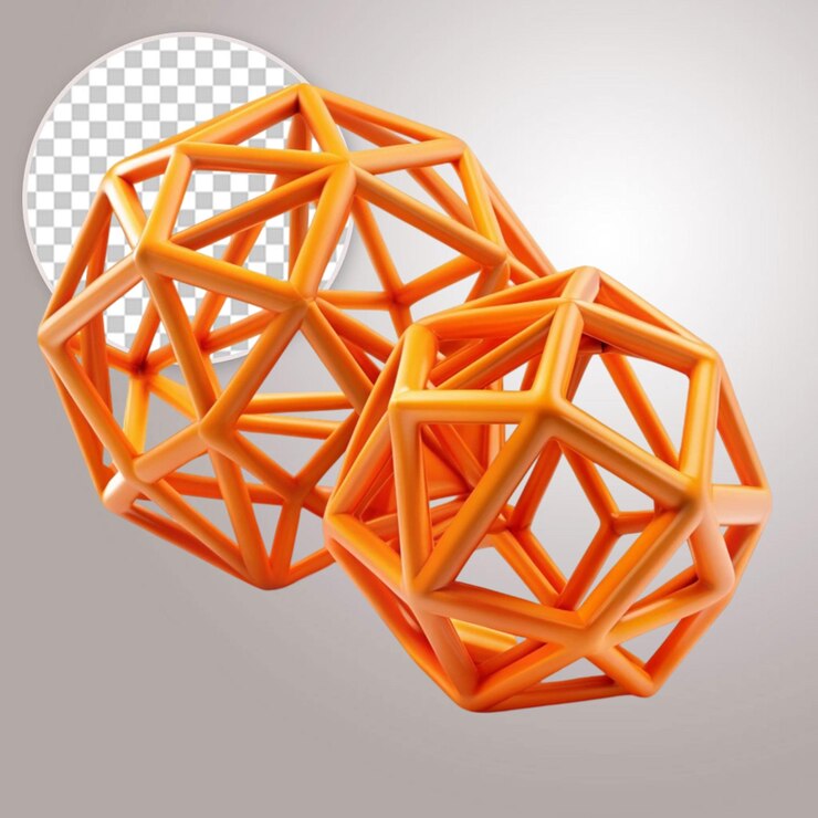 PSD renderización 3d de formas geométricas doradas de objetos en un fondo transparente