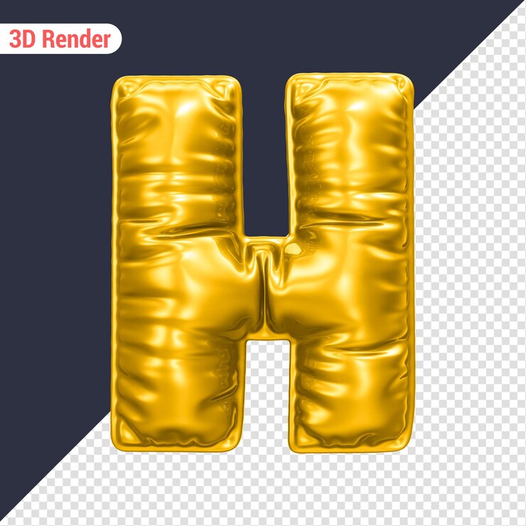 PSD renderización en 3d de la fuente amarilla de globo h