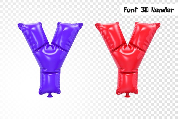 Renderización en 3D de la fuente Y Balloon