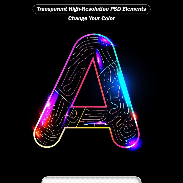 PSD renderización en 3d de la fuente de neón ultravioleta
