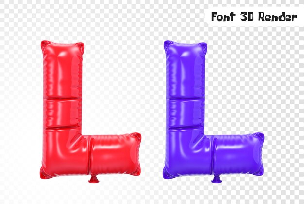 Renderización en 3D de las fuentes L Balloon