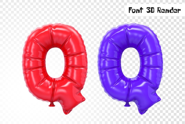 Renderización 3d de las fuentes q balloon