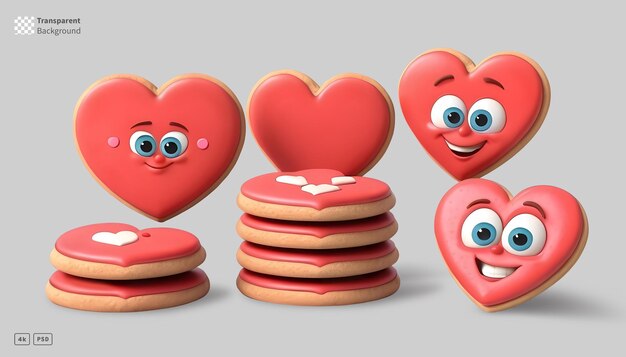Renderización en 3D de las galletas de San Valentín