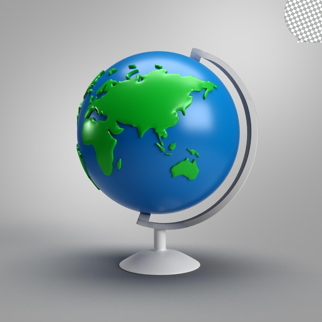 Renderización en 3D del globo del mapa de la tierra