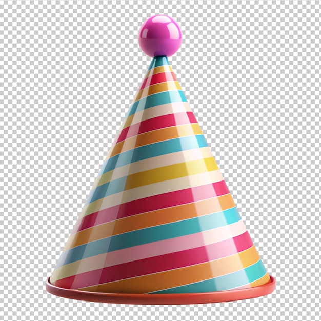 Renderización 3D de la gorra de cumpleaños en un fondo transparente