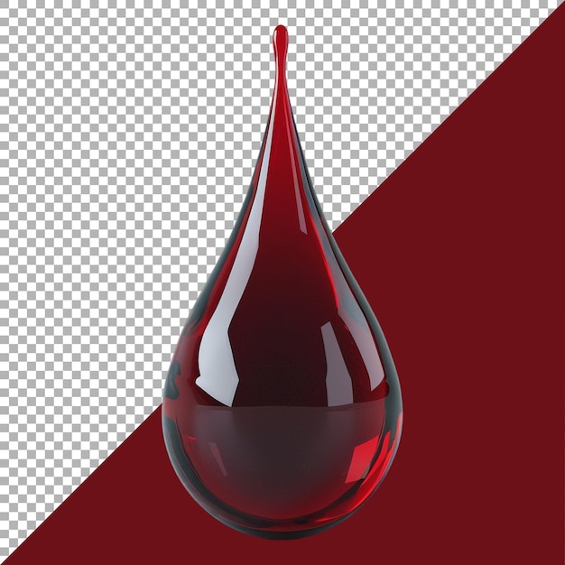 Renderización 3D de una gota de líquido rojo en un fondo transparente generado por Ai