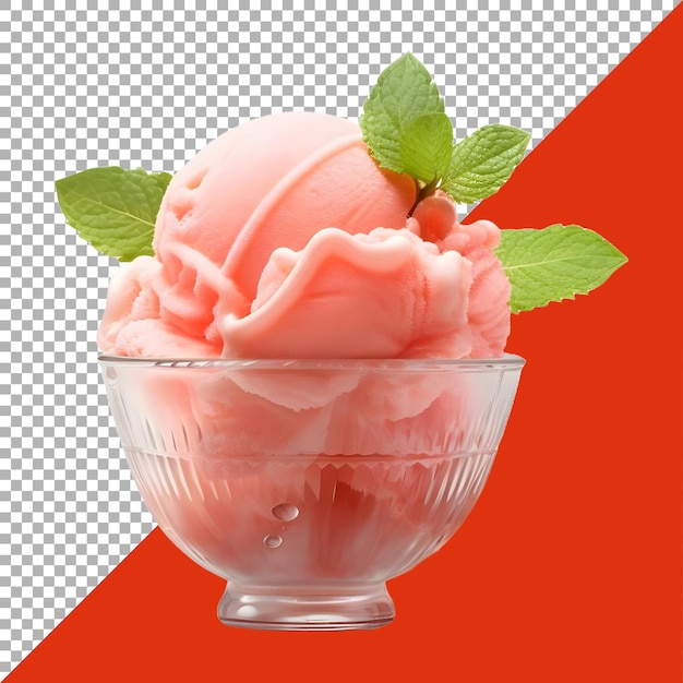 PSD renderización 3d de un helado en un tazón sobre un fondo transparente generado por ai