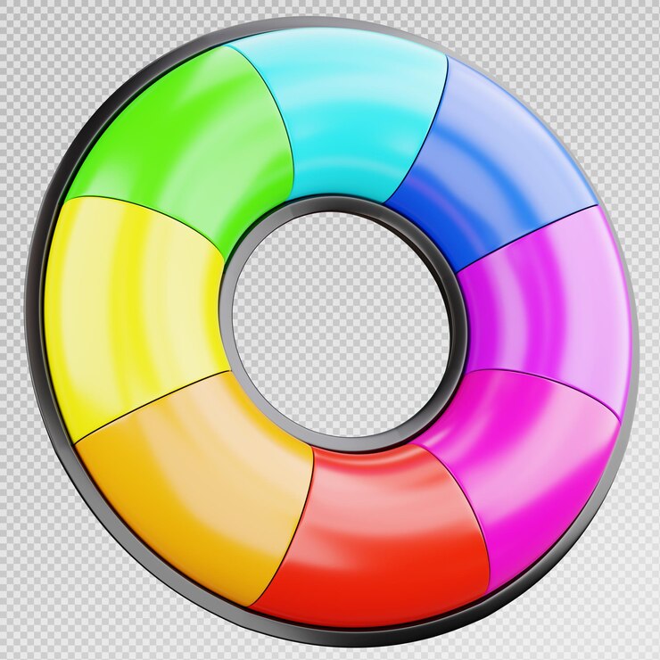 PSD renderización 3d de las herramientas de color de la rueda de interfaz de usuario para el diseño