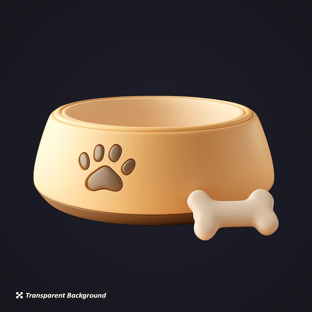 Renderización 3D del icono 3D de Pet Bowl y Bone en un fondo transparente