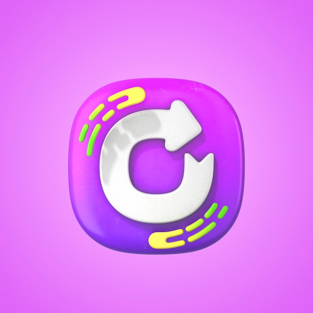 Renderización 3D del icono de actualización circular