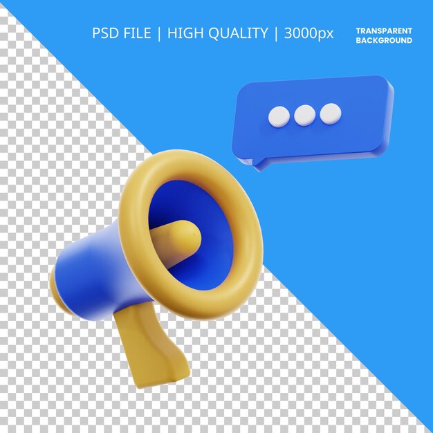 PSD renderización en 3d icono de anuncio ilustración