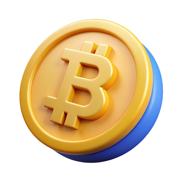 PSD renderización 3d del icono de bitcoin