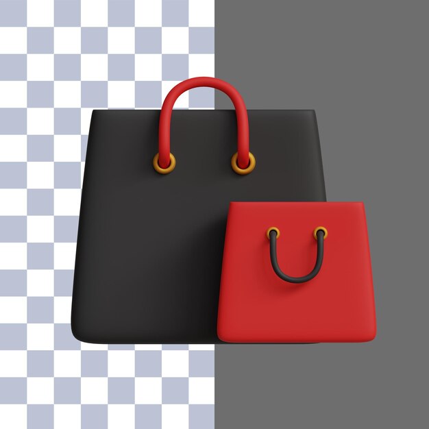 Renderización 3d del icono de la bolsa de compras del viernes negro