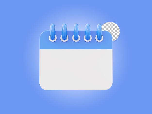 PSD renderización 3d del icono de calendario azul del evento de planificación aislado en un fondo transparente