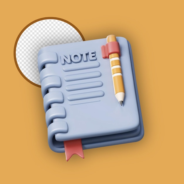 Renderización 3D del icono del cuaderno