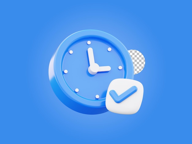 Renderización 3D del icono del despertador, el símbolo del reloj y la ilustración del diseño del reloj