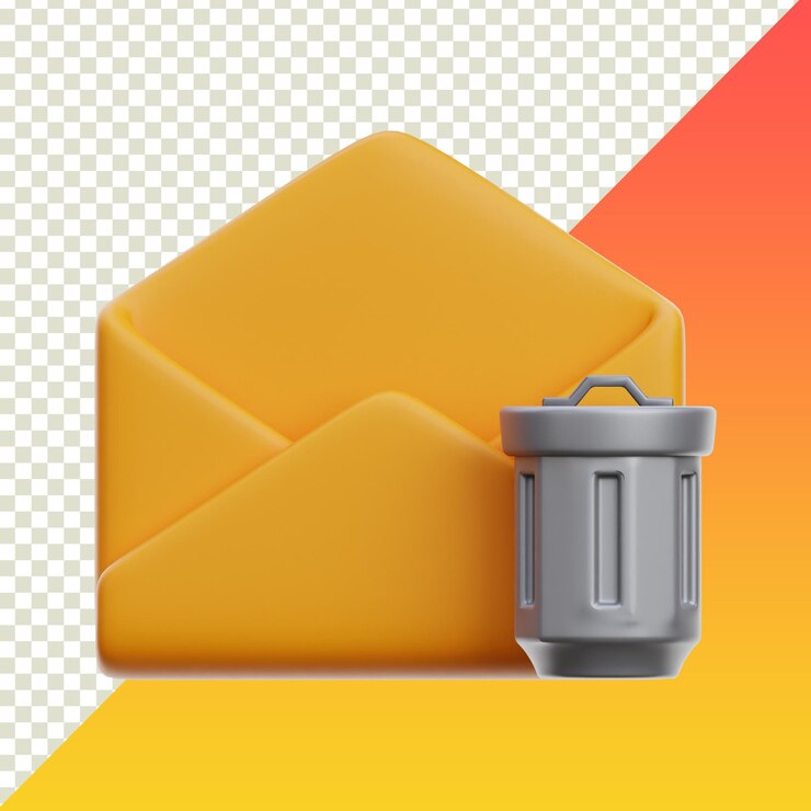 PSD renderización 3d del ícono de eliminación de correo electrónico aislado en un fondo transparente