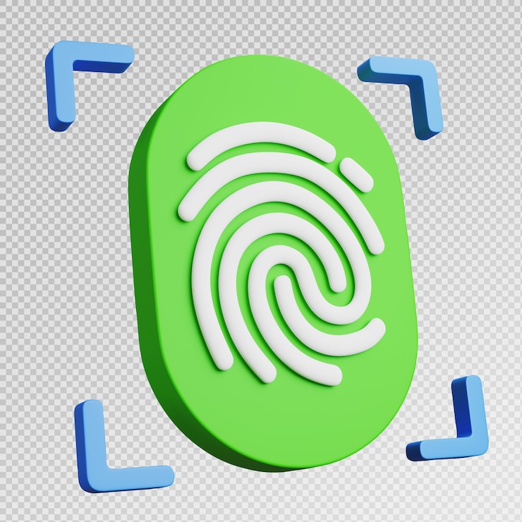 PSD renderización en 3d del icono de la huella digital