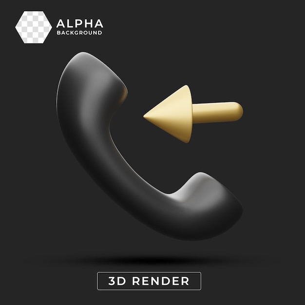 Renderización 3D del icono de la llamada telefónica entrante