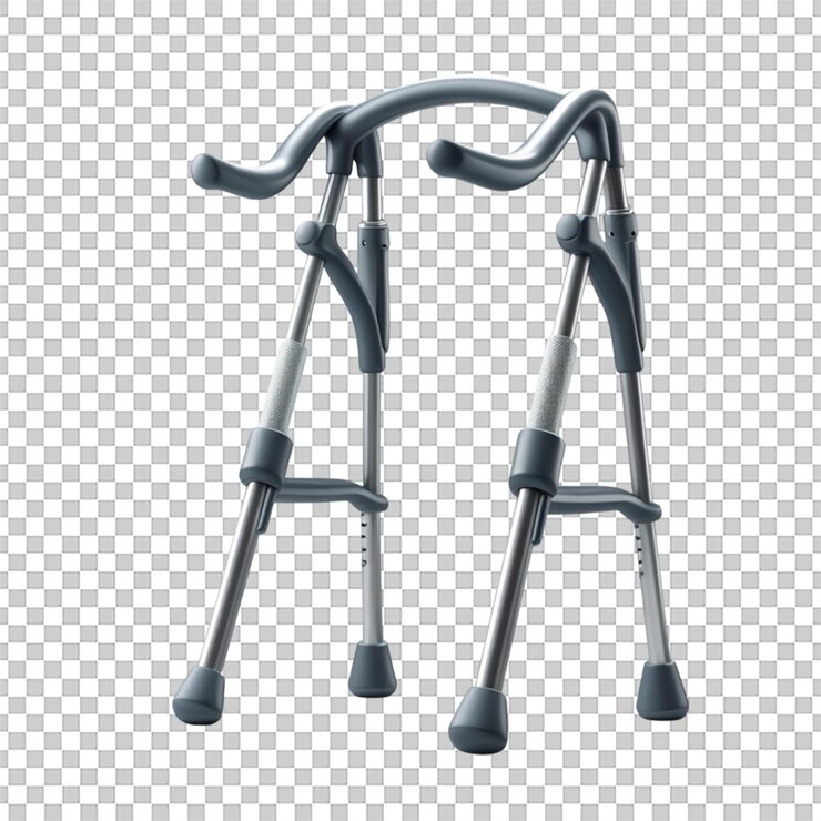 PSD renderización 3d del icono de muletas aislado en fondo blanco para uso en el diseño de atención médica y recuperación
