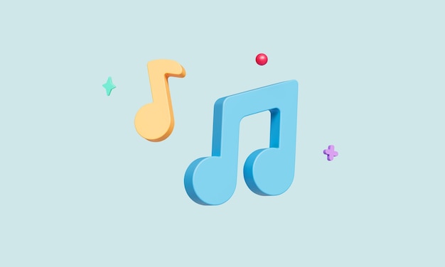 Renderización 3D del icono de la nota musical