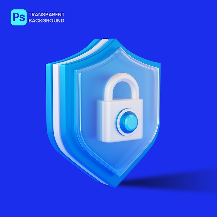 PSD renderización en 3d del icono de seguridad del candado