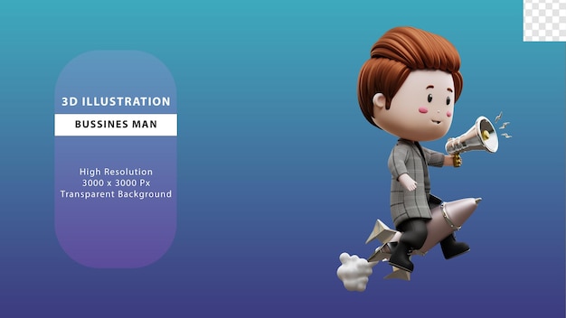 Renderización en 3D de la ilustración del hombre de negocios