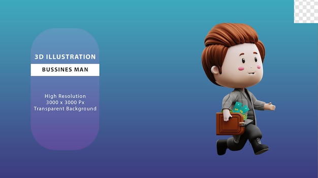 Renderización en 3D de la ilustración del hombre de negocios