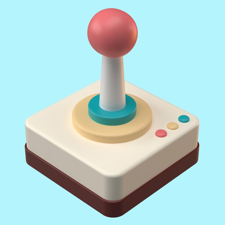 PSD renderización 3d de la ilustración del icono del joystick del juego retro