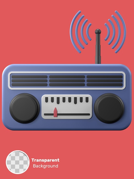Renderización 3D de una ilustración de radio isométrica Objeto sobre un fondo transparente