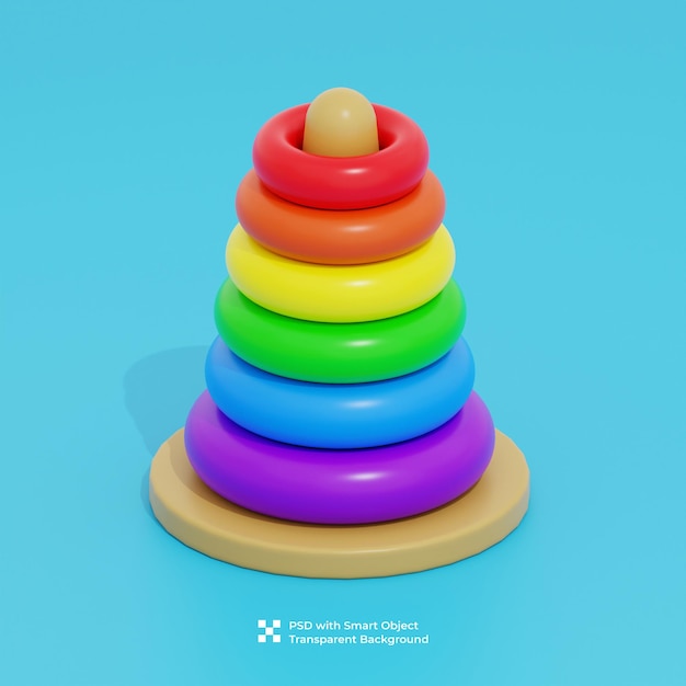 PSD renderización en 3d de juguetes para bebés con anillos de colores