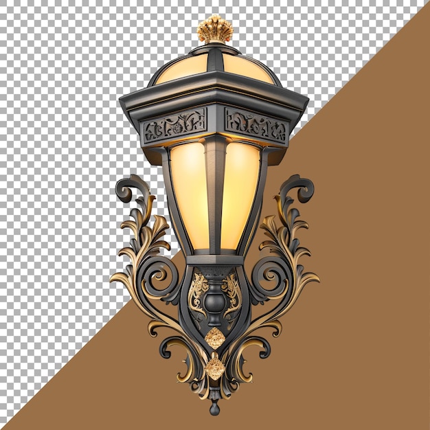 PSD renderización 3d de una lámpara o bombilla de pared en un fondo transparente generada por ai