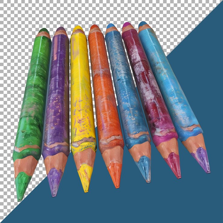 PSD renderización 3d de un lápiz de colores en un fondo transparente generado por ai