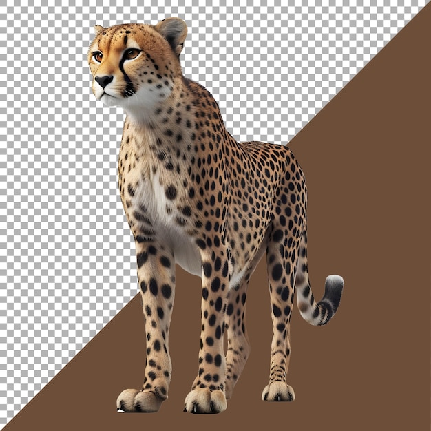Renderización 3D de un leopardo salvaje en un fondo transparente generado por Ai