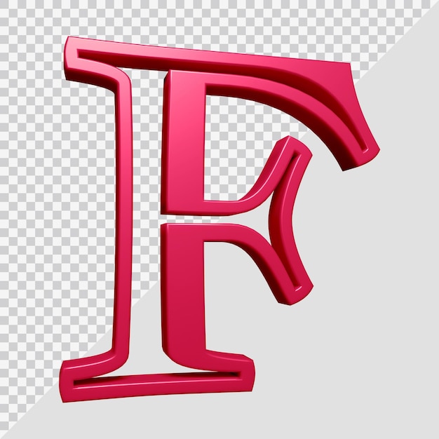 Renderización en 3D de la letra f del alfabeto