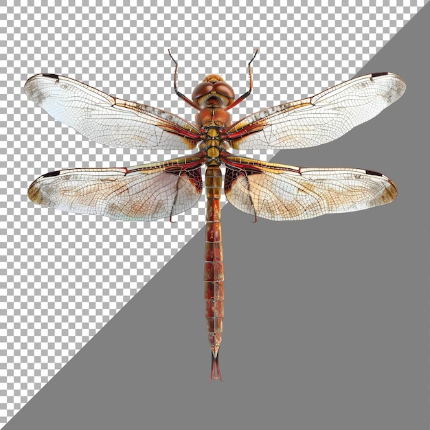 PSD renderización 3d de una libélula en un fondo transparente generado por ai