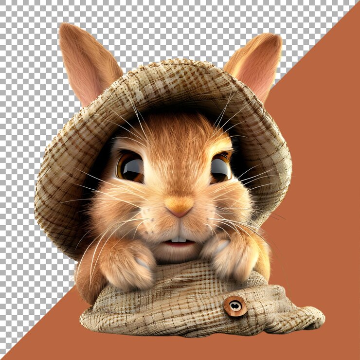 PSD renderización 3d de un lindo gato sentado en un fondo transparente generado por ai