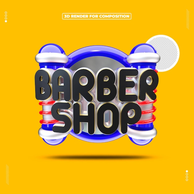 Renderización 3D del logotipo de la barbería
