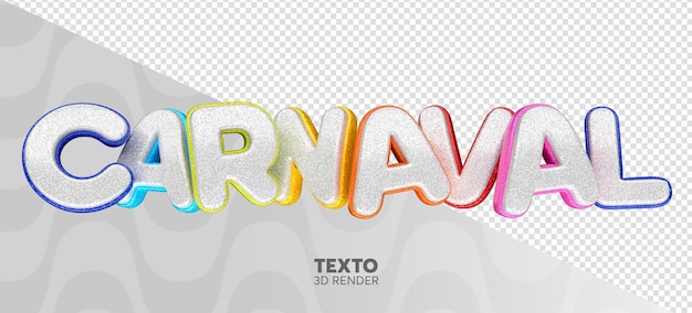 PSD renderización en 3d del logotipo del carnaval con una textura de brillo realista