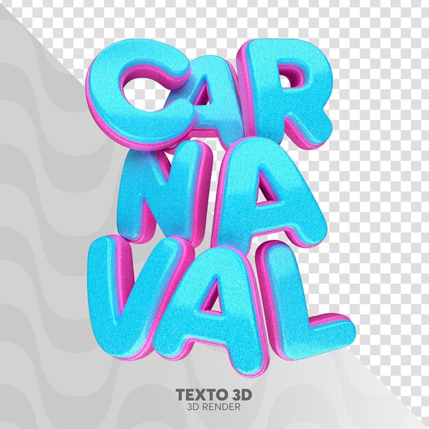 PSD renderización en 3d del logotipo del carnaval con una textura de brillo realista