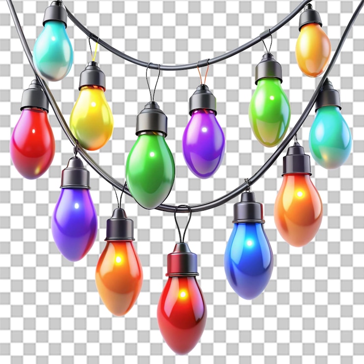 PSD renderización 3d de luces decorativas de colores aisladas sobre un fondo transparente