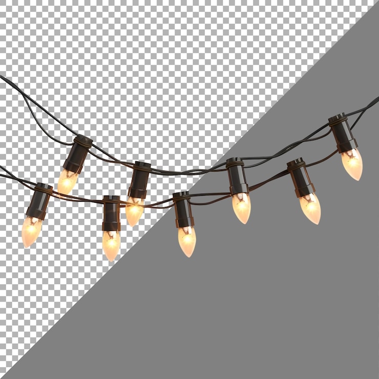 PSD renderización 3d de luces decorativas de colores en un fondo transparente generado por ai