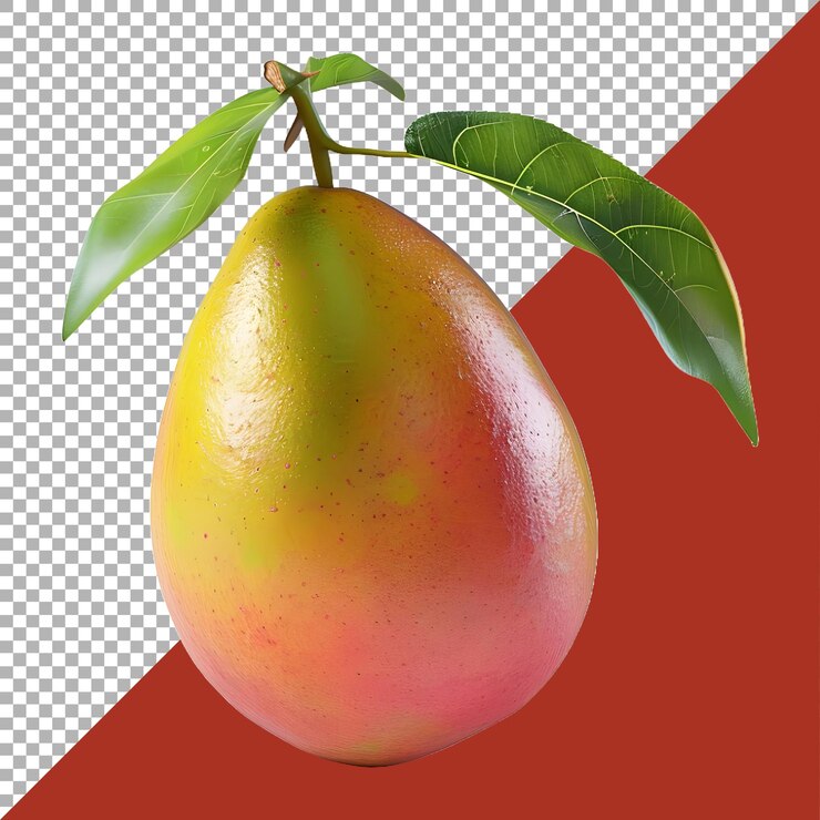 PSD renderización 3d de un mango con hojas en un fondo transparente generado por ai