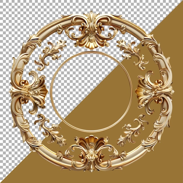 PSD renderización 3d de un marco de imagen dorado en un fondo transparente generado por ai