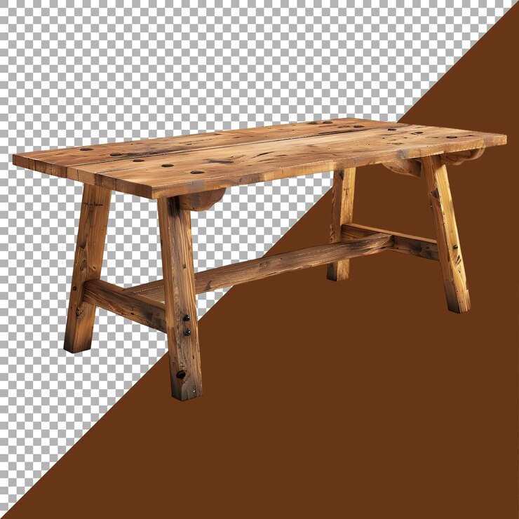PSD renderización 3d de una mesa de madera vacía en un fondo transparente generada por ai